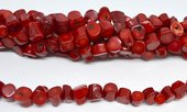 Coral Red Stick side drill approx 11x8mm approx 40 beads-beads incl pearls-Beadthemup