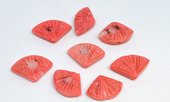 Coral Apricot Carved Fan approx 22x28mm EACH BEAD-beads incl pearls-Beadthemup