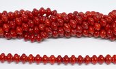 Coral Red Carved lantern 9x7mm strand 61 beads-beads incl pearls-Beadthemup
