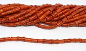Coral Red Curved tube 5x5mm strand 48 beads-beads incl pearls-Beadthemup
