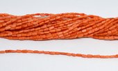 Coral Orange Tube Nugget approx 3x6mm strand 78 beads-beads incl pearls-Beadthemup