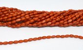 Coral Red Rice 4x6mm strand 65 beads-beads incl pearls-Beadthemup