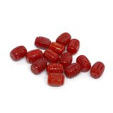 Coral Red Carved Drum 6x8mm EACH BEAD-beads incl pearls-Beadthemup