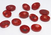 Coral Red Carved flat oval 18x15mm EACH BEAD-beads incl pearls-Beadthemup