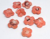 Coral Apricot Carved flower 25mm EACH BEAD-beads incl pearls-Beadthemup