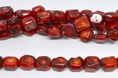 Coral Red Nugget approx 14mm strand 20 beads-beads incl pearls-Beadthemup