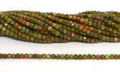 Unakite Fac.Cube 4x4mm stand 86 beads-beads incl pearls-Beadthemup