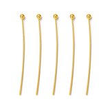 Base Metal gold colour  Brass Headpin 0.5x30mm 2mm ball approx 100 pack-findings-Beadthemup