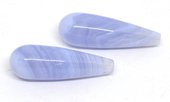 Blue Lace Agate Polished Briolette 8x25mm PAIR-beads incl pearls-Beadthemup