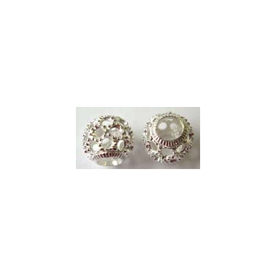Sterling silver beadround 11x10mm 5mm hole 1 pack