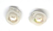 Shell Based Pearl 12x15mm Baroque  PAIR-beads incl pearls-Beadthemup