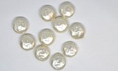 Shell Based Pearl 14mm coin PAIR-beads incl pearls-Beadthemup