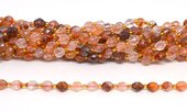 Hematiod Quartz AA Faceted Diamond cut Rice strand 38 beads-beads incl pearls-Beadthemup