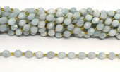 Aquamarine Faceted Diamond cut Rice strand 38 beads-beads incl pearls-Beadthemup