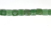Green Adventurine Faceted flat square 10mm strand 20 beads-beads incl pearls-Beadthemup