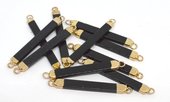 Black Agate 6x3mm Rectangle connector 48mm including rings-beads incl pearls-Beadthemup