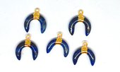 Lapis Horn Pendant 16x18mm including Ring-beads incl pearls-Beadthemup