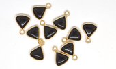 Black Agate Triangle Pendant 15x12mm including ring-beads incl pearls-Beadthemup