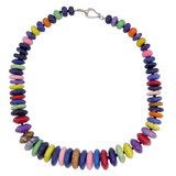 Howlite rondel multi colour S.Silver necklace	-jewellery-Beadthemup