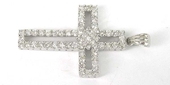 Sterling Silver Pendant Cross CZ 42.5x23mm-findings-Beadthemup