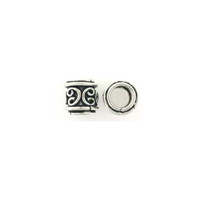 Sterling Silver Bead Tube 11mm 6.5mm Hole 1 pack