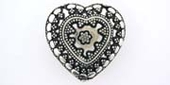 Sterling Silver Bead Heart 23.5x24mm 3 hole 1 pack-findings-Beadthemup