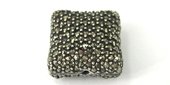 Sterling Silver Marcasite bead Flat square 16mm-findings-Beadthemup