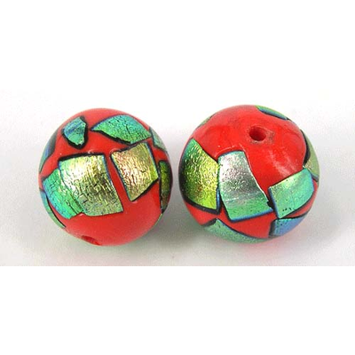 Dichroic 20mm glass bead RED