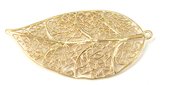 Brass plated  Gold Colour Pendant leaf 55mm 2 pack-findings-Beadthemup