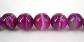 Agate w/vein Dyed Round Polished 14mm Fuschia-beads incl pearls-Beadthemup