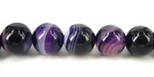 Agate w/Vein Dyed round Polished 12mm Purple/33-beads incl pearls-Beadthemup