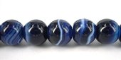 Agate w/Vein Dyed Round Polished 12mm Blue/33-beads incl pearls-Beadthemup