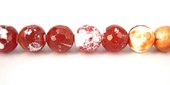 Agate Fire Crackled/Dyed Round Faceted 10mm strand-beads incl pearls-Beadthemup