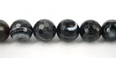 Agate Black banded round Faceted 14mm beads per strand 28-beads incl pearls-Beadthemup
