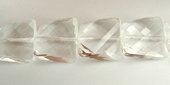 Clear Quartz 18x18x7mm Faceted Squar strand-beads incl pearls-Beadthemup