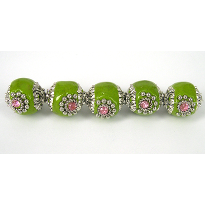 Kashmiri strand Green 16mm 5 beads