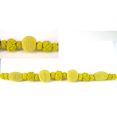 Waxed Cord beads strand 17 beads Yellow