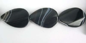 Agate Black Banded 25x35mm Polished Flat Oval beads per strand 11-beads incl pearls-Beadthemup