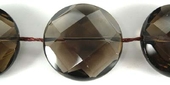 Smokey quartz 25mm Faceted Flat round bead-beads incl pearls-Beadthemup
