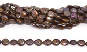 Fresh Water Pearl Coin 11mm Brown 33/strand-beads incl pearls-Beadthemup