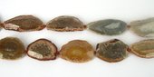 Agate Dyed Slice w/Druzy 55x25mm Peach/7-beads incl pearls-Beadthemup