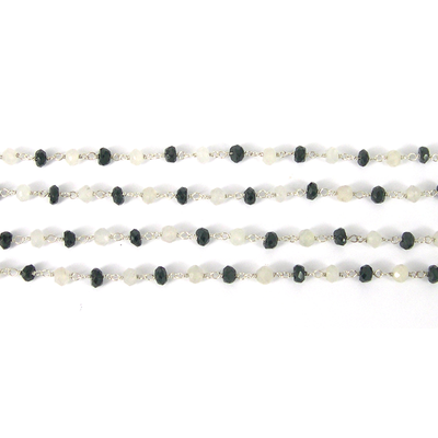 Sterling Silver & Spinel & Moonstone Chain /M