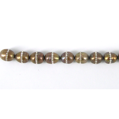 Fresh Water Pearl Bronze 8-9mm W/Swarovski Bead