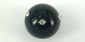 Black Glass W/Crystal 14mm EACH bead-beads incl pearls-Beadthemup