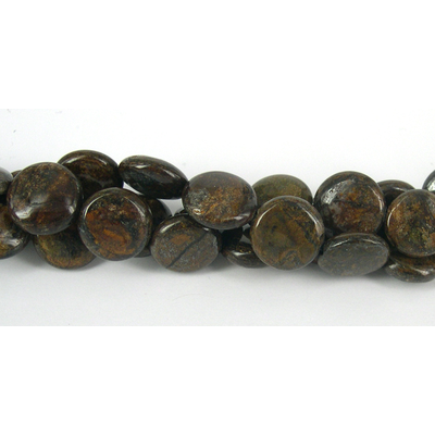 Bronzite 14mm Polished Flat Round beads per strand 29 Beads