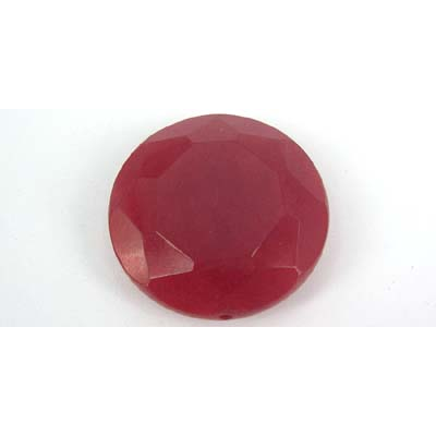 Dyed Jade Red 40mm Faceted Flat round Bead