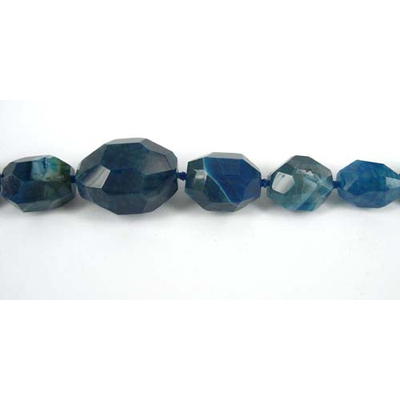 Agate Dyed Blu Fac,Grad Nugget beads per strand 15Beads