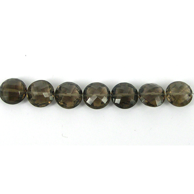 Smokey Quartz Faceted Coin 10mm bead