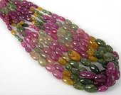 Sapphire Natural multi colour Faceted Grad oval/-beads incl pearls-Beadthemup