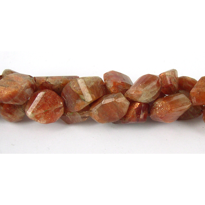 Sunstone Faceted Nugget strand 14 beads